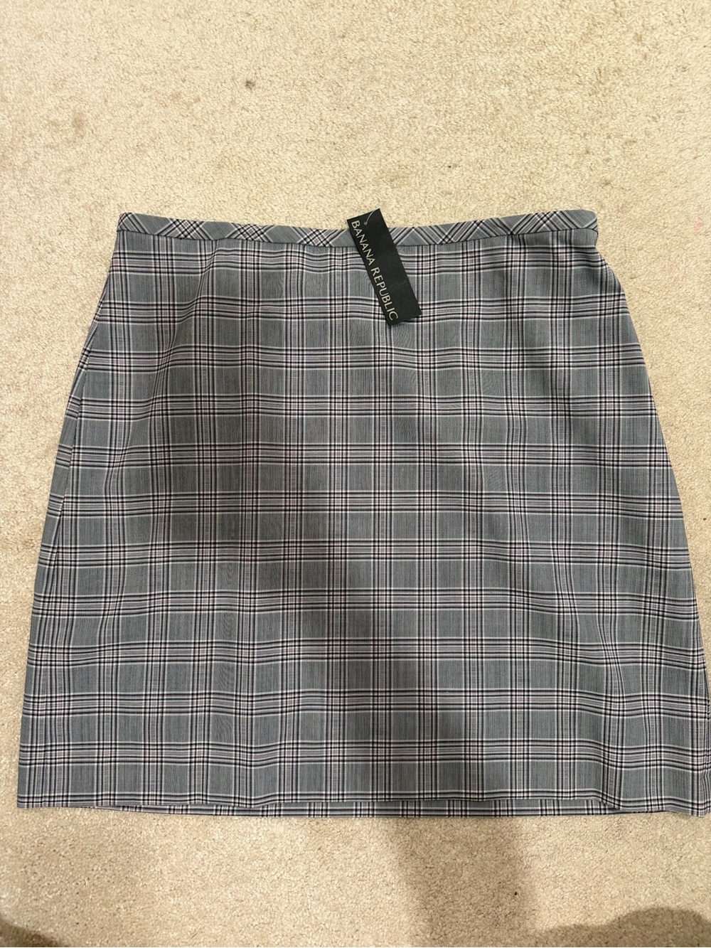 NWT Banana Republic Gray Plaid Mini Skirt 14 Tall